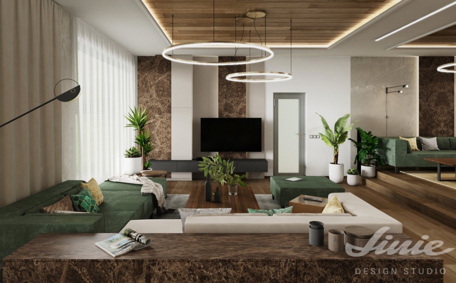 fotorealistická vizualizace obývacího pokoje